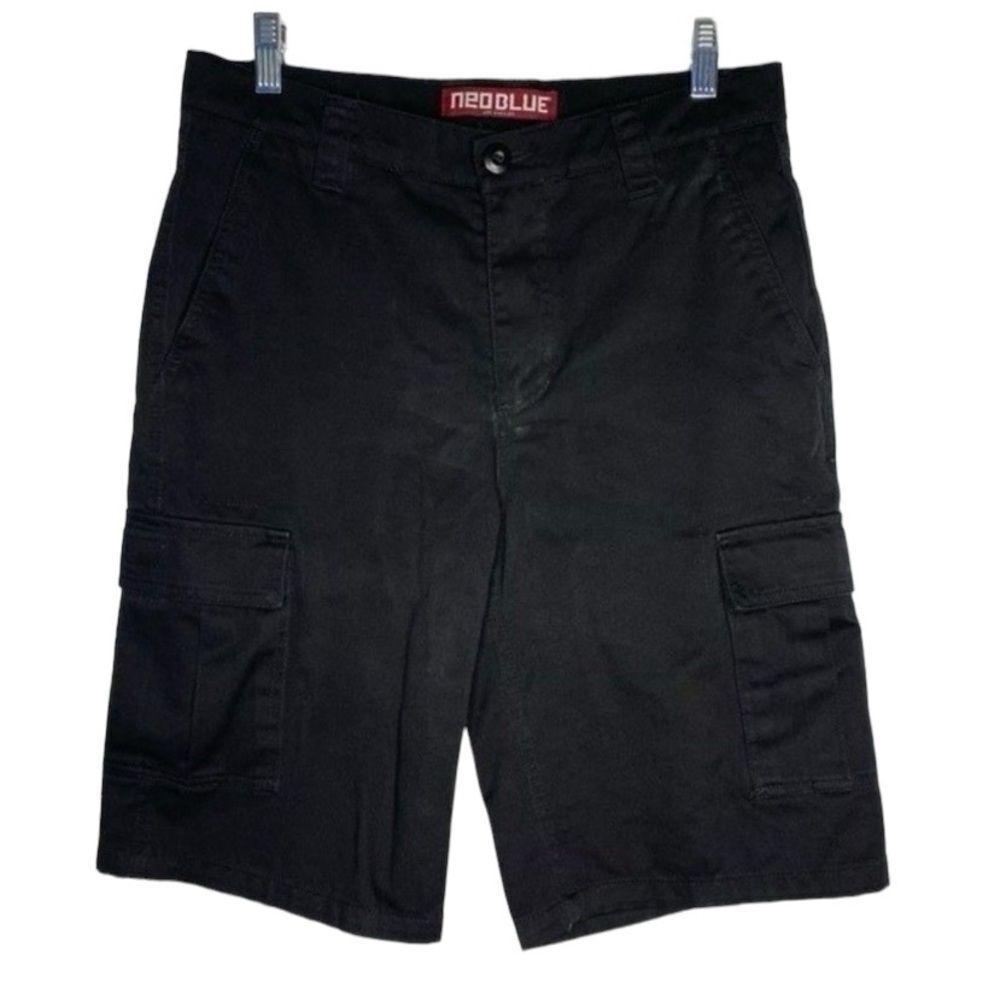 Neo Blue Black Cargo Shorts Mens 30 Waist